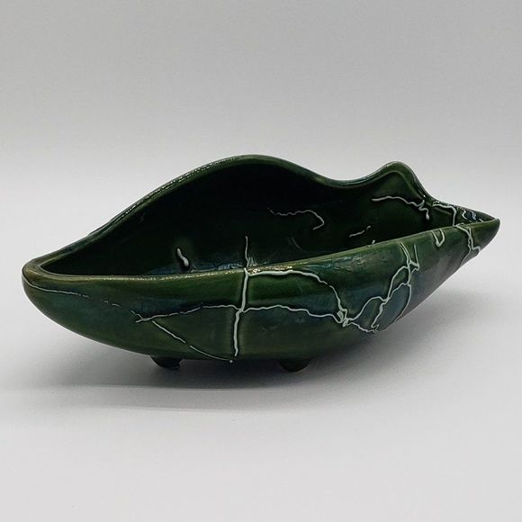 Vintage MCM Beauceware Canada Ceramic Spatter or Drip Glaze Console Bowl Planter - Picture 14 of 17